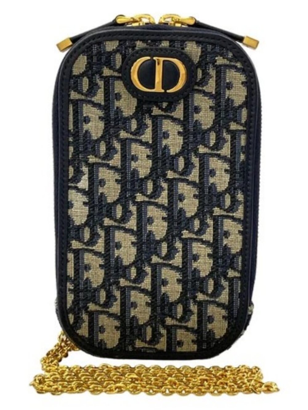 DIOR/ChristianDior 30 Montaigne Colin Dior Phone Holder - Dark Navy Beige